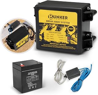 BUNKER INDUST Trailer Brake Breakaway Kit with Charger, LED Display, Switch, 12V 5Ah Battery for Trailer Caravan