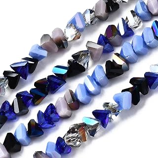100pcs 3.5mm Triangular Glass Crystal Beads Cornflower Blue Faceted Polygon Electroplated Glass Loose Beads for DIY Jewelry Making Bracelet Necklace Earrings