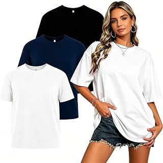 AIYINO 100% Cotton T-Shirts for Men Women's Tshirt Solid Casual Summer Top