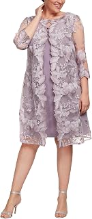 Alex Evenings Short Embroidered Mother of The Bride Jacket Dress, Wedding Guest (Plus Size) Women's Special Occasion Dress