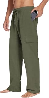 Deyeek Men's Cargo Sweatpants Baggy Open Bottom Sweat Pants with Pockets