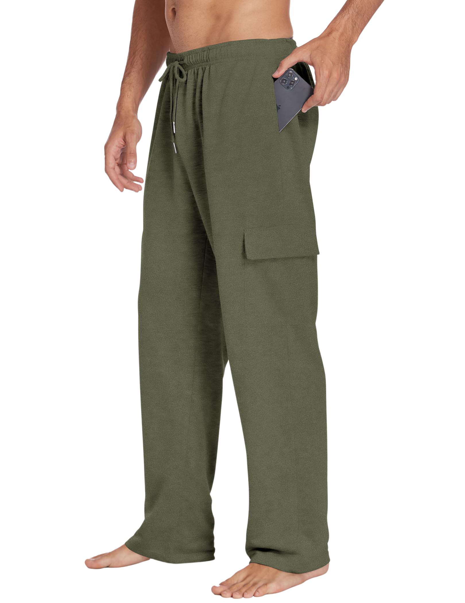 Deyeek Men's Cargo Sweatpants Baggy Open Bottom Sweat Pants with Pockets