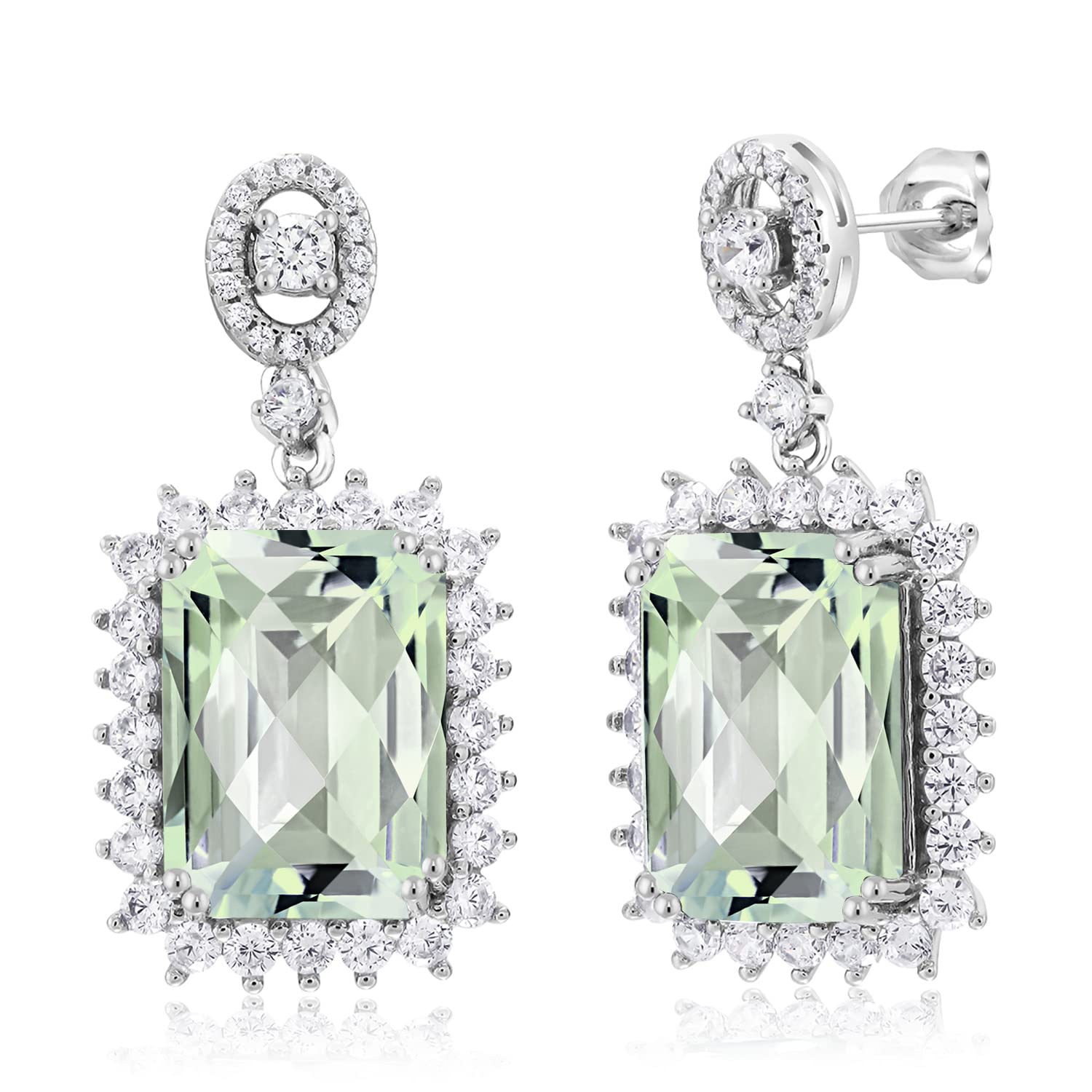Gem Stone King 10-20 Cttw Gemstone Birthstone Halo Dangle Earrings For Women | 9