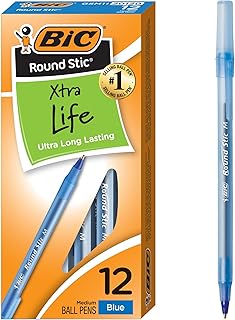 BIC Clic Stic Retractable Ballpoint Pens, Medium Point (1.0mm), Blue, 12-Count, School and Office Supplies