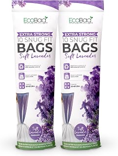 EcoBag - 20 Pack Lavender Scented Kitchen Drawstring Bin Liner - 60L - 28 Microns - Heavy Duty, Extra Strong, Tear Resistant, Odor Control (620 x 810mm)
