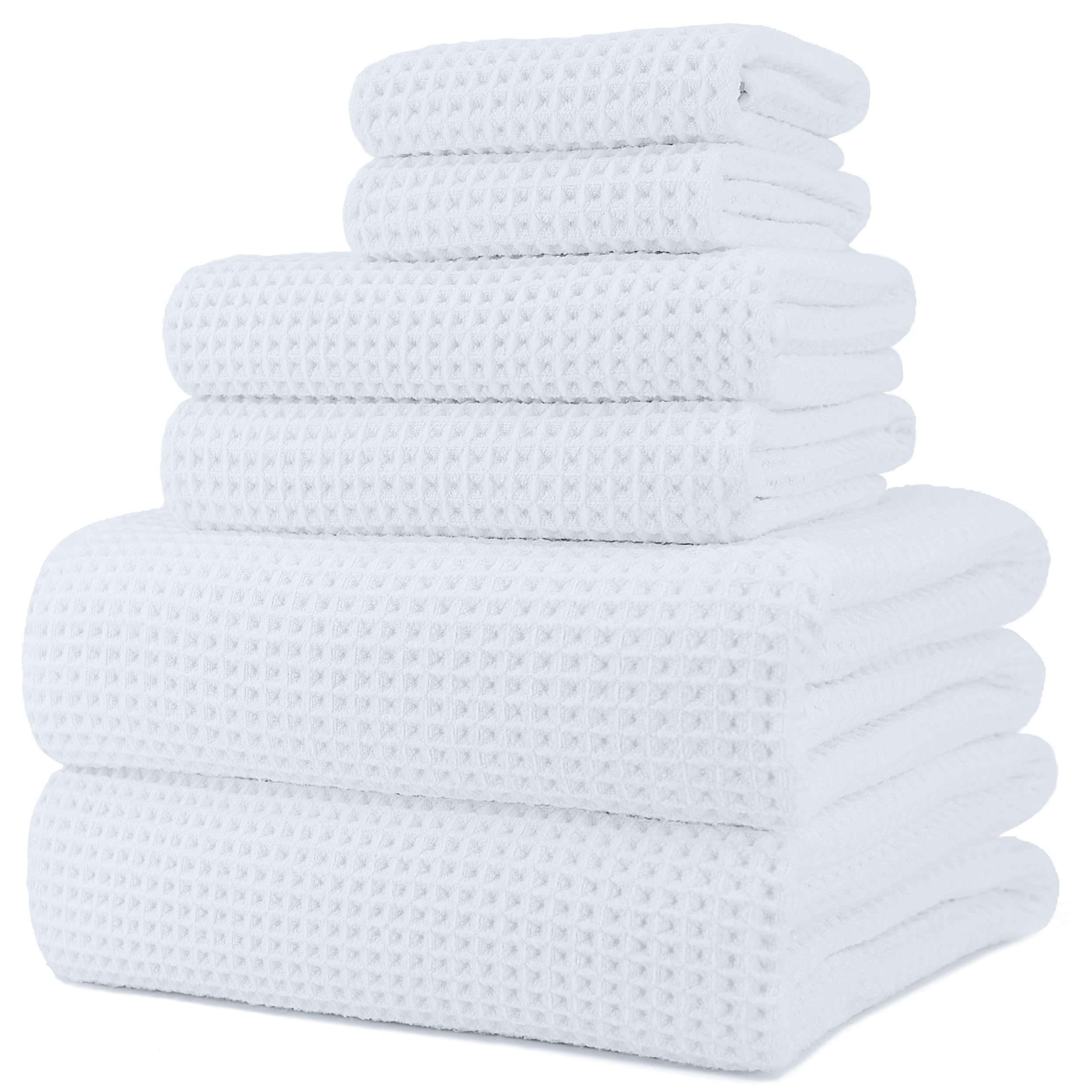 POLYTE Oversized 60" x 30" Quick Dry Lint-Free Microfiber Bath Towel Set of 6 (W