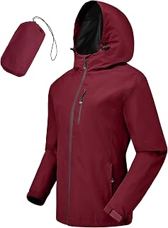 Tyhengta Rain Jacket Women Waterproof Packable Lightweight Raincoat Hooded Outdoor Walking Hiking Jackets with Zip Pockets