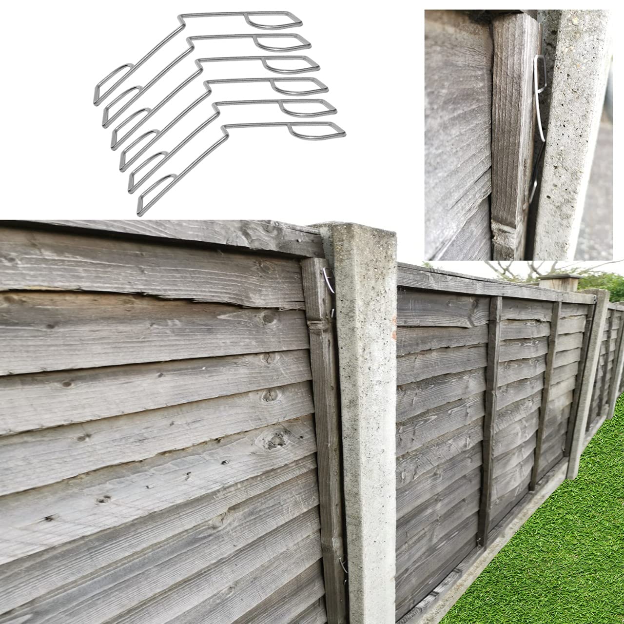 Fence Panel Grips Clips Stop Rattling 48 Pcs for 12 Fences Garden Wind Protector
