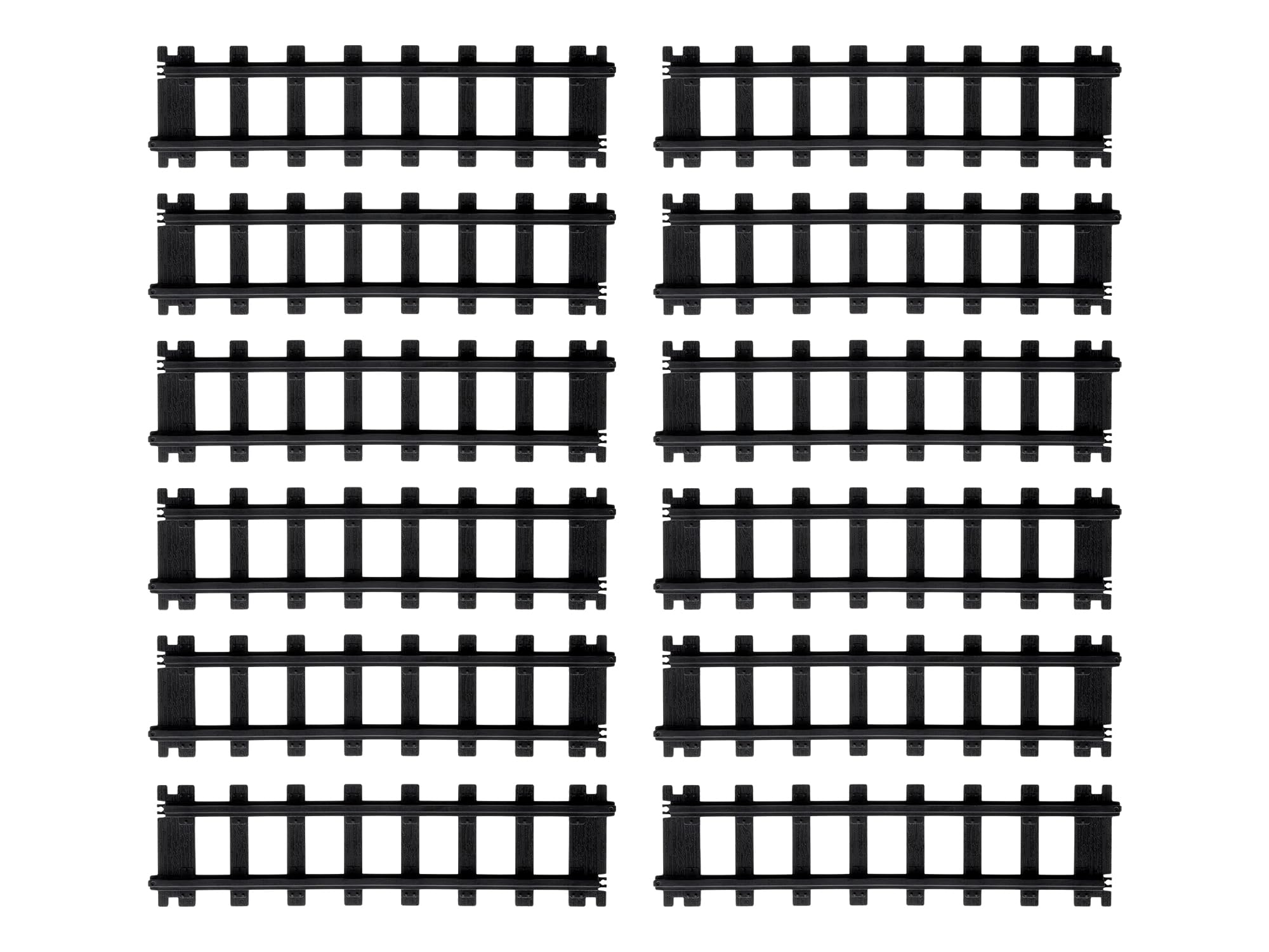 Lionel Battery O Gauge Straight Track Pack, 12-Piece, Black Plastic