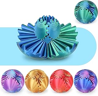 Gear Ball 3D Printed Spin Ball or Cube Fidget Toy,Gear Sphere Fidget Toy,Fidget Ball Gear Toy for Stress and Anxiety Relief, Stress Ball GearSphere Desk Toy for Adults (Blue Green, 2.3 Inch)