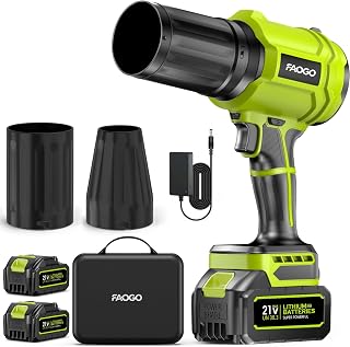 FAOGO Cordless Leaf Blower with 2 Batteries & Charger - 990,000 RPM Electric Handheld Blower, Lightweight for Lawn, Yard, Patio, Garden Care - Green