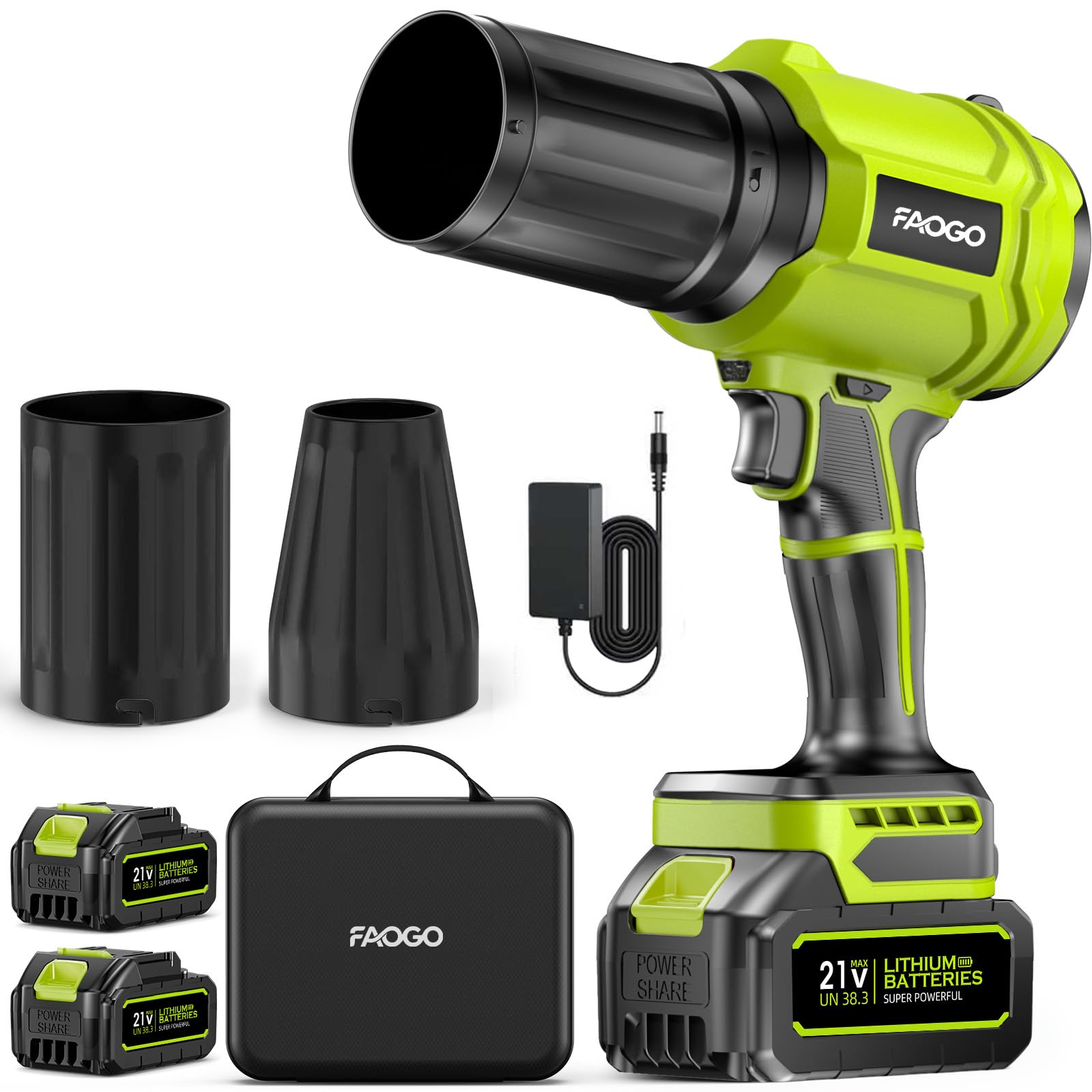 FAOGO Cordless Leaf Blower with 2 Batteries & Charger - 990,000 RPM Electric Han