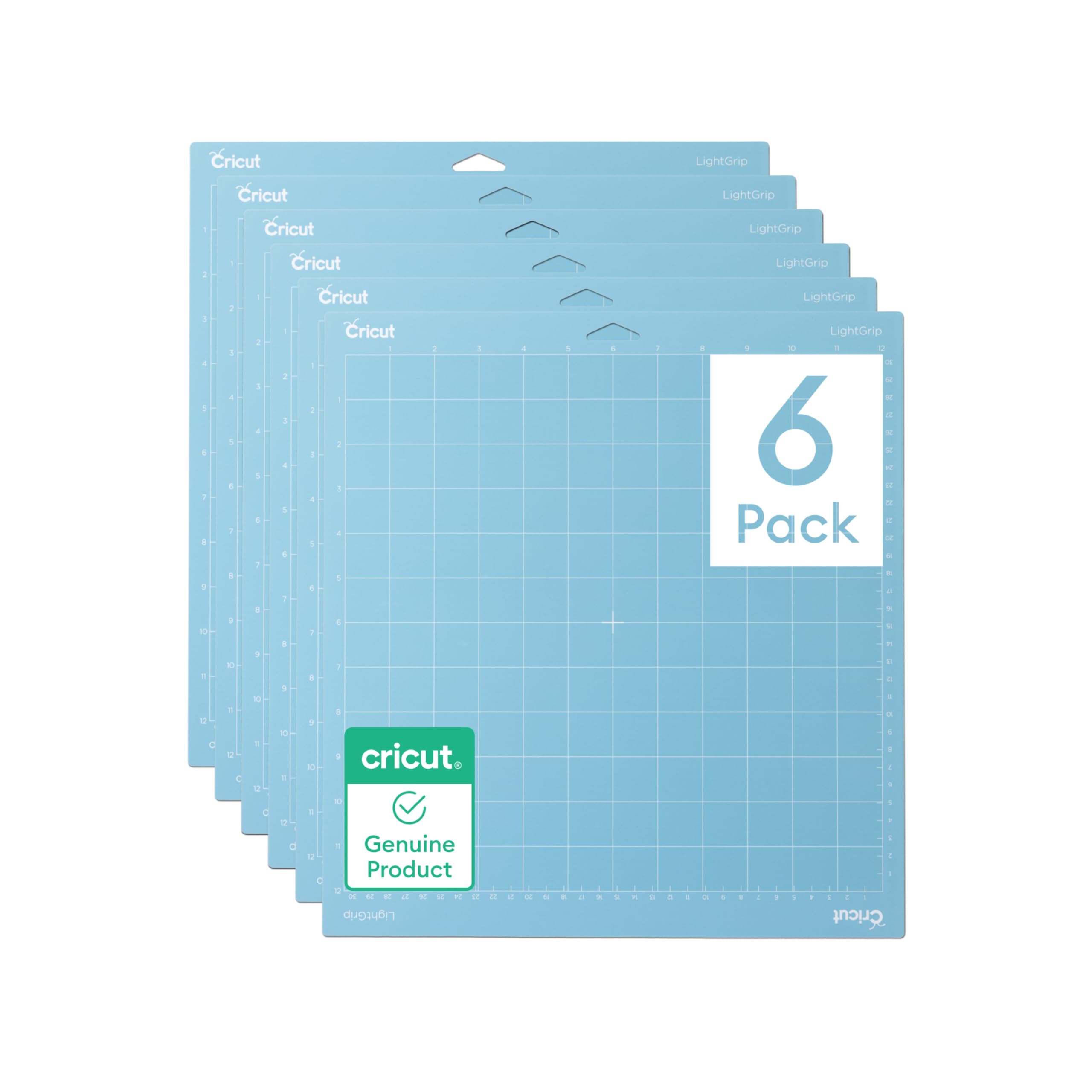 Cricut LightGrip Cutting Mat Pack (6 Count, 12in x 12in) | For Explore &amp; Mak