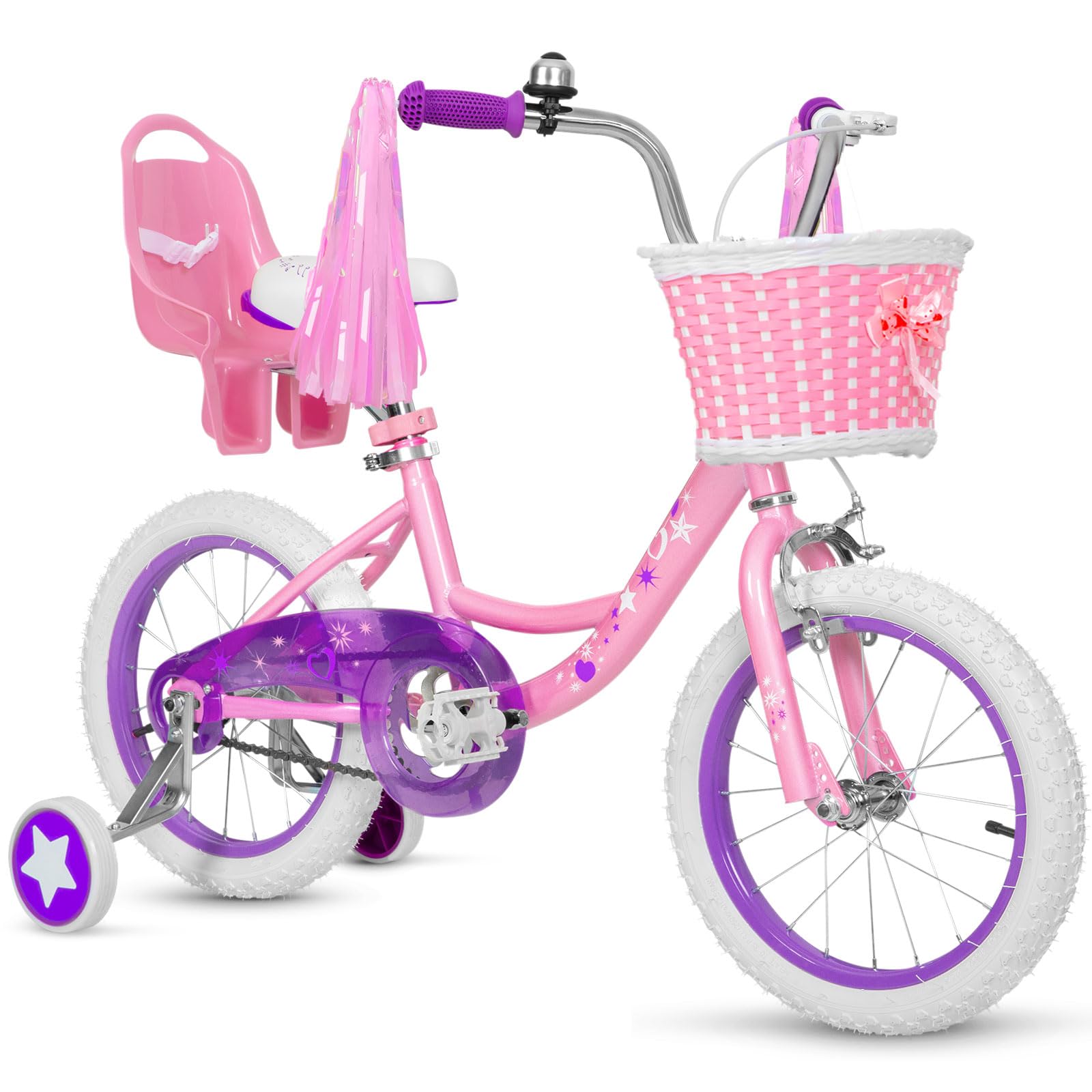 WEIZE Girls Kids Bike 14 Inch Children Bicycles with Training Wheels Pink | Todd