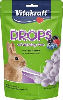 Vitakraft Drops Rabbit Treat with Wildberry Flavor 5.3 oz. | Wildberry Flavor, Wholesome Small Animal Treat, Easy to Feed, Resealable Bag, 5.3 oz Pack