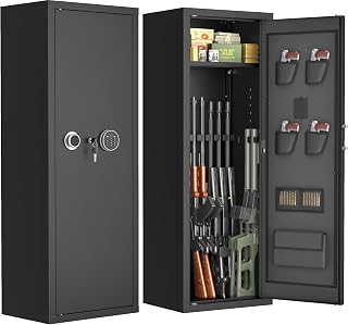 INTERGREAT 12-15 Gun Safe, Large Gun Safe for Rifles and Pistols, Quick Access Rifle Safe with 3 Removable Gun Racks and 4 Pistol Pockets, Digital Gun Cabinet with Dual Alarm and Sleep Mode