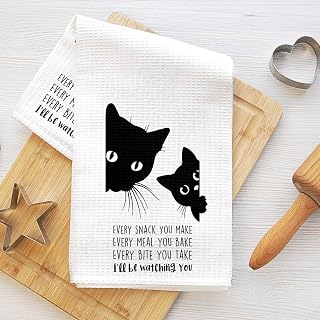 Funny Cat Kitchen Towels, Absorbent Microfiber Decorative Tea Towels, Honeycomb Towels, Kitchen Home Bathroom Gifts for Cat Lovers