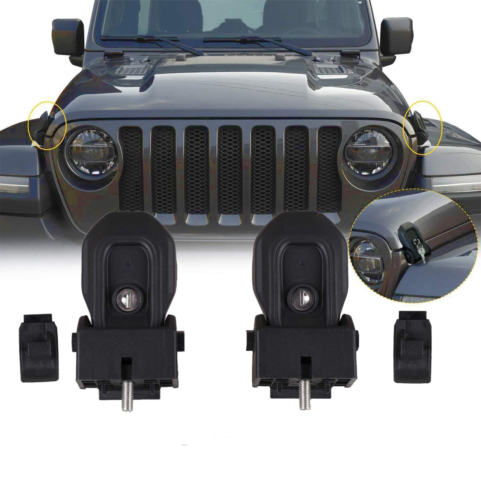 Hood Latches for 2025 2024 2023 2022 2021 2020 2019 2018 Jeep Wrangler JL Jeep G