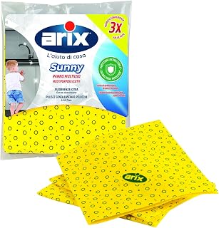 Arix | Sunny Multi-Purpose Non-Woven Cloth for All Surfaces, Anti-Bacterial, Streak-free, Absorbent Cloth, for Dusting, Cleaning, Drying, 36 x 38 cm - Made in Italy