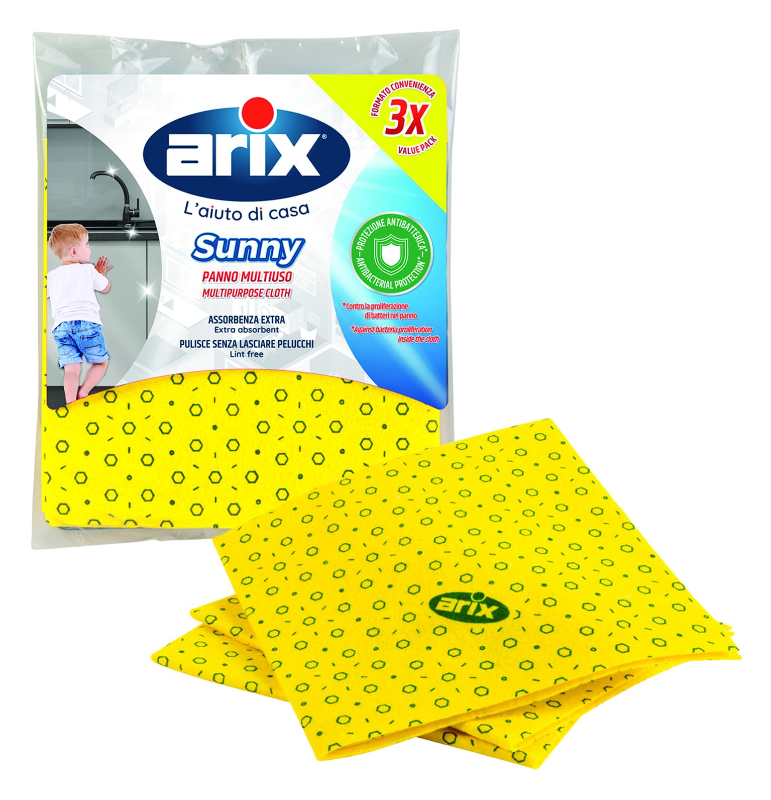 Arix | Sunny Multi-Purpose Non-Woven Cloth for All Surfaces, Anti-Bacterial, Str