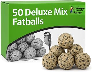 Grumpy Gardener Fat Balls - Deluxe Mix Wild Bird Fat Balls, 50 Pcs, 4kg | High Energy Suet Feed with Beef Tallow, Peanuts, Sunflower Seeds & Bird Seed Blend for Garden Birds