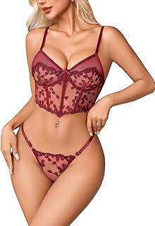 Avidlove Set di lingerie da donna con ferretto, bustino e mutandine, 2