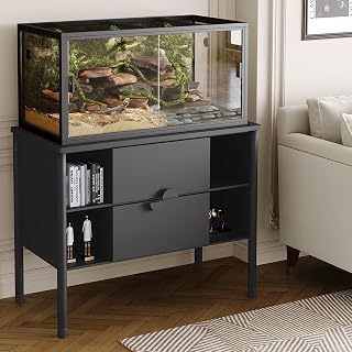 TrailBlaze Spacious 120 Gallon Reptile Terrarium 4x2x2 FT – Front Opening Glass Enclosure – Heavy-Duty Screen Ventilation – Easy Assembly for Bearded Dragons, Snakes, Lizards