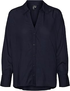 VERO MODA Damen Vmbumpy L/S Oversize Shirt WVN Ga Langarmbluse
