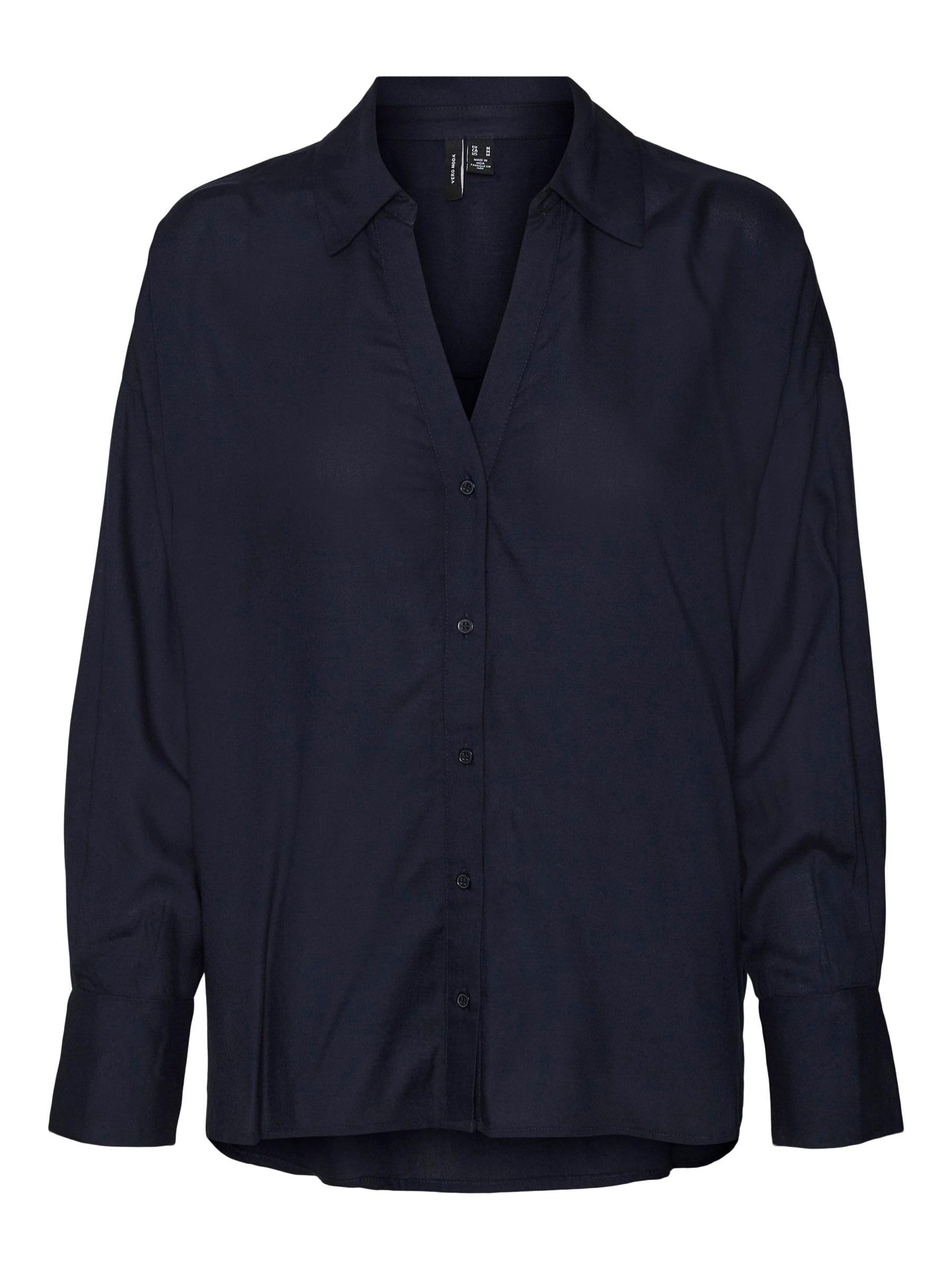 VERO MODA Damen Vmbumpy L/S Oversize Shirt WVN Ga Langarmbluse