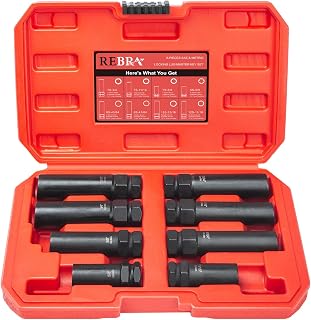 8-Piece Spline Lug Nut Keys, 12-Spline 13/16"&amp;11/16",7/6/5-Spline 5/8"-3/4" | Wheel Lock Removal Tool for Aftermarket Rims, Double Hex Drive, Storage Case