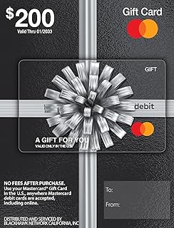 MasterCard Physical Gift Card – $200 (plus $6.95 Purchase Fee)