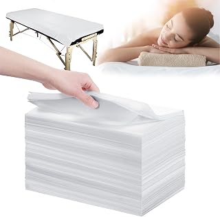Disposable Bed Sheets 100 Pcs 31" x 71" Massage Table Sheets Non Woven Fabric SPA Bed Cover Breathable for Massage Beauty Tattoos(White)