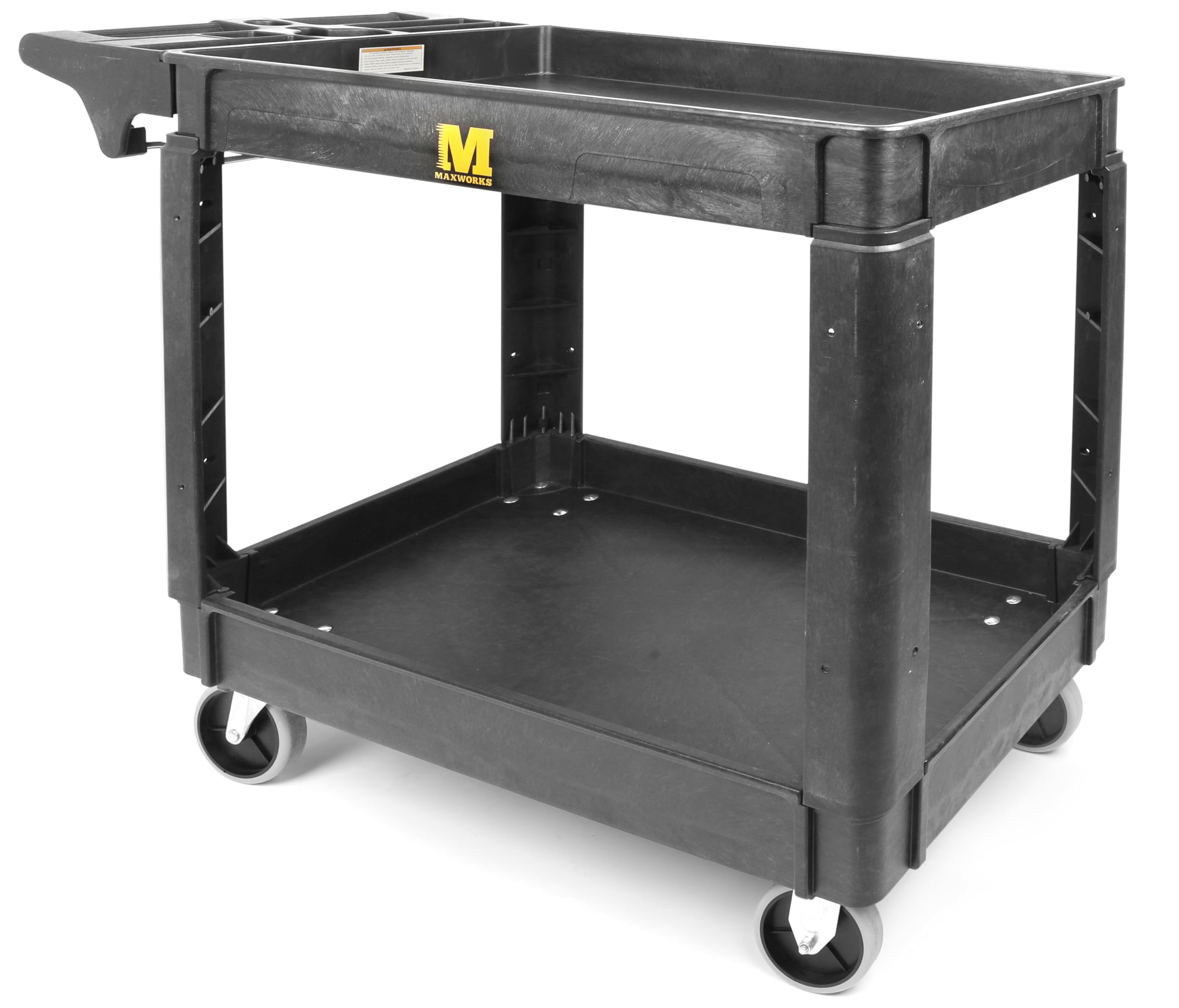 MaxWorks Heavy Duty 2‑Shelf Service Cart 500 lb Capacity Polypropylene Utility C