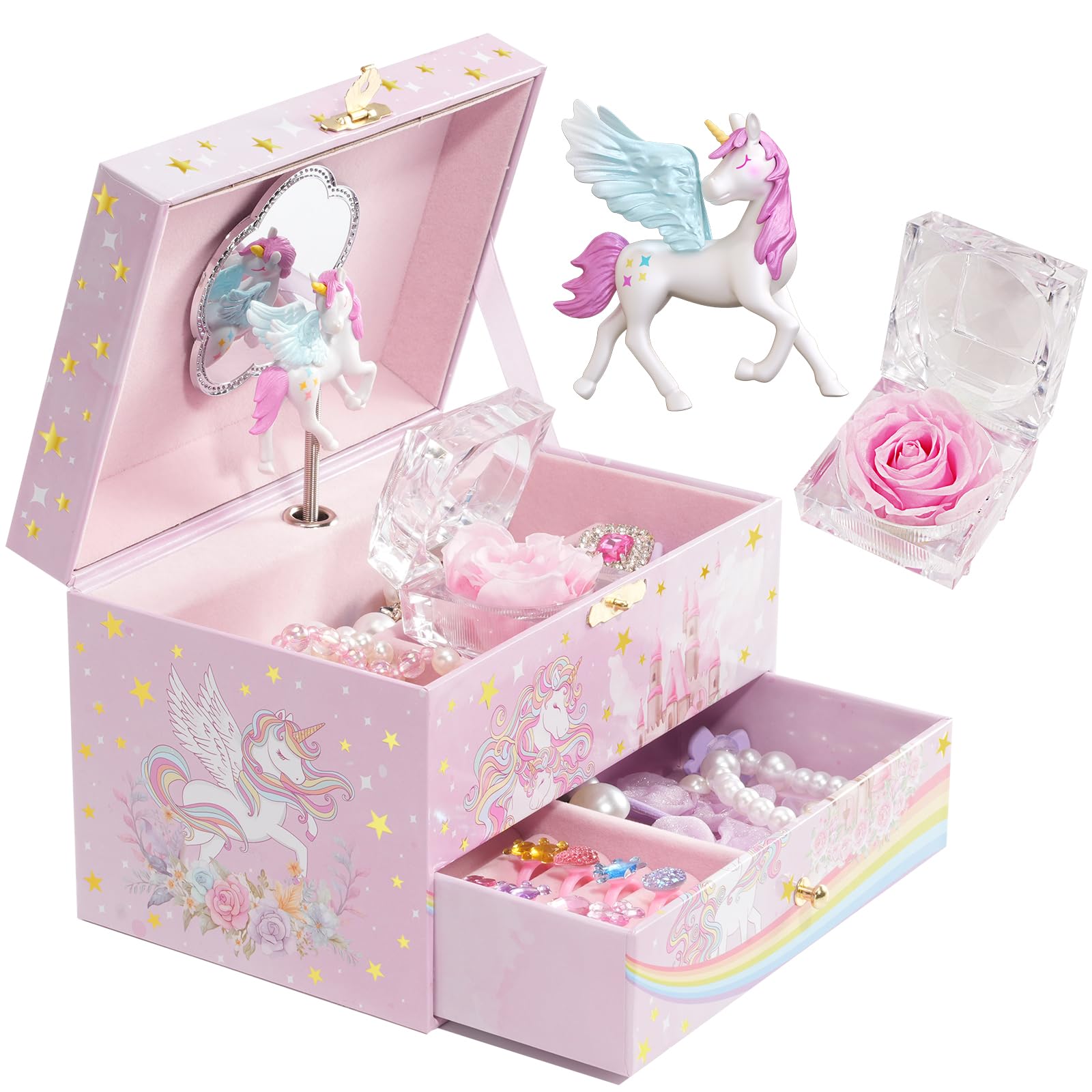 ProCase Children's Jewelry Box, Kids Jewelry Organizer with Unicorn for Little G