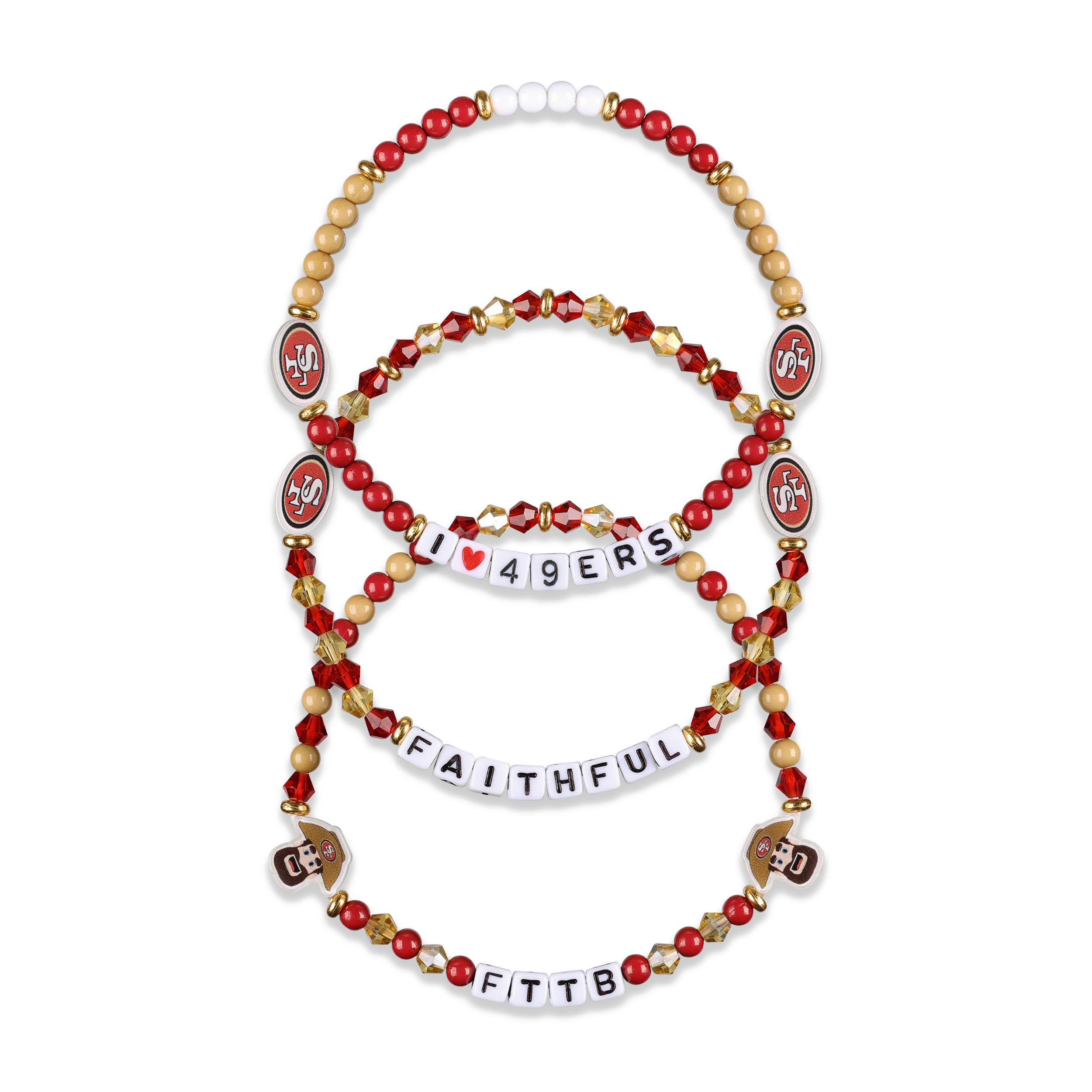 FOCO NFL unisex-adult NFL Team Logo Officially Licensed 3-Pack Beaded Friendship