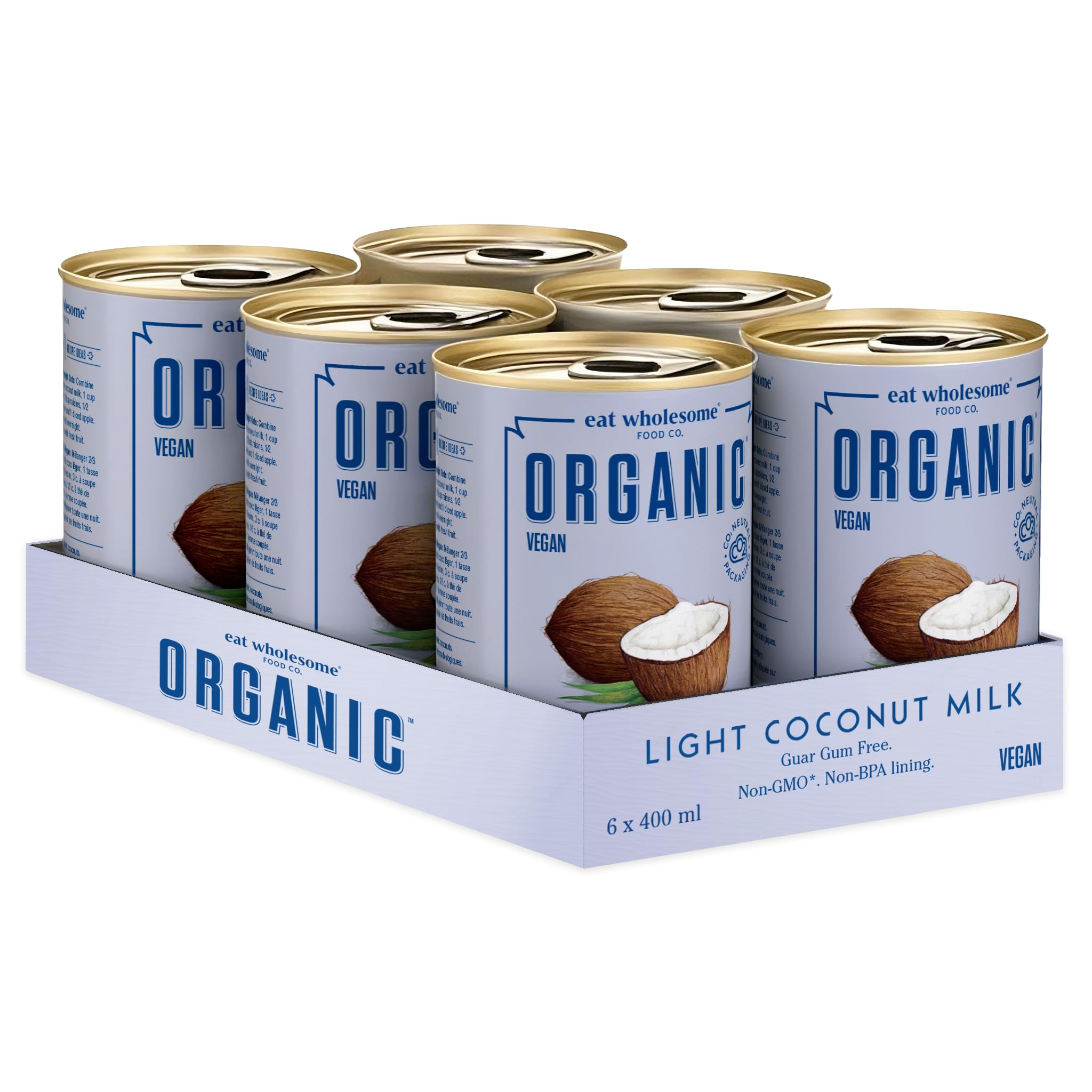 Eat Wholesome Organic Light Coconut Milk, 400 ml (Pack of 6)
