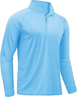 TACVASEN Rash Guard Mens Swim Shirt Long Sleeve UV Fishing Sun Protection UPF 50 Running Athletic 1/4 Zip Shirt for Men