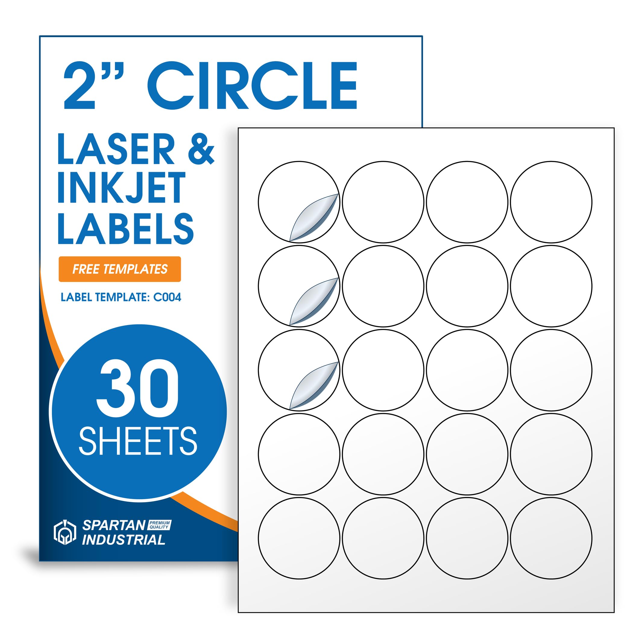 2" Printable Round Labels for Laser and Inkjet Printers - 600 Blank Labels | 30 