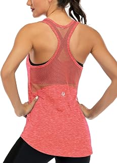 Fihapyli ICTIVE Women's Sleeveless Yoga Tank Top, Mesh Back Fitness Top, Lightweight and Breathable Racerback Sports Shirt for Intense Muscle