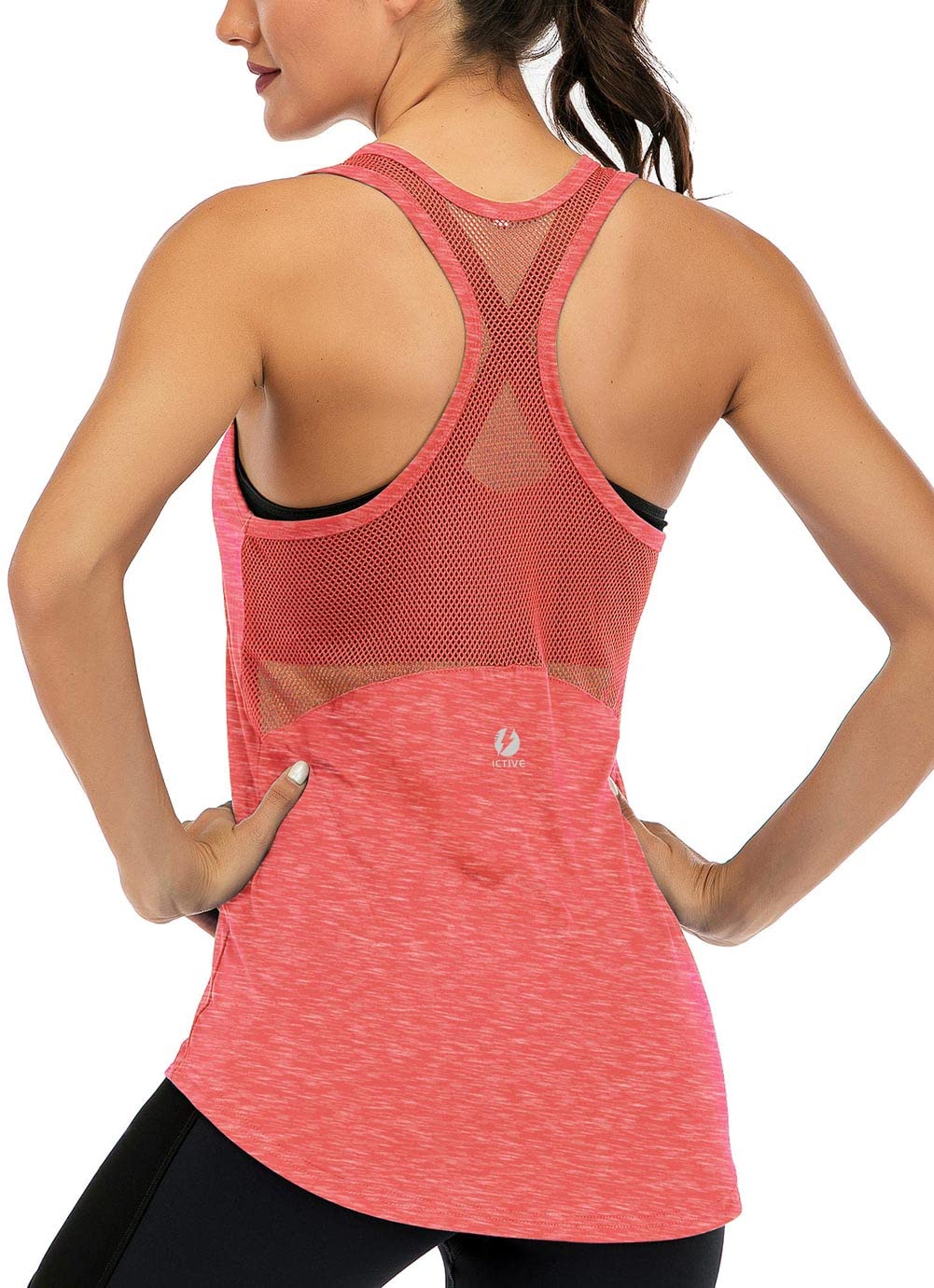 Fihapyli ICTIVE Women's Sleeveless Yoga Tank Top, Mesh Back Fitness Top, Lightwe