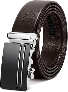 WERFORU Men's Belt, Adjustable Leather Ratchet Belt, 3.5 cm Fit, Men's Automatic Buckle Belt for Suit Jeans