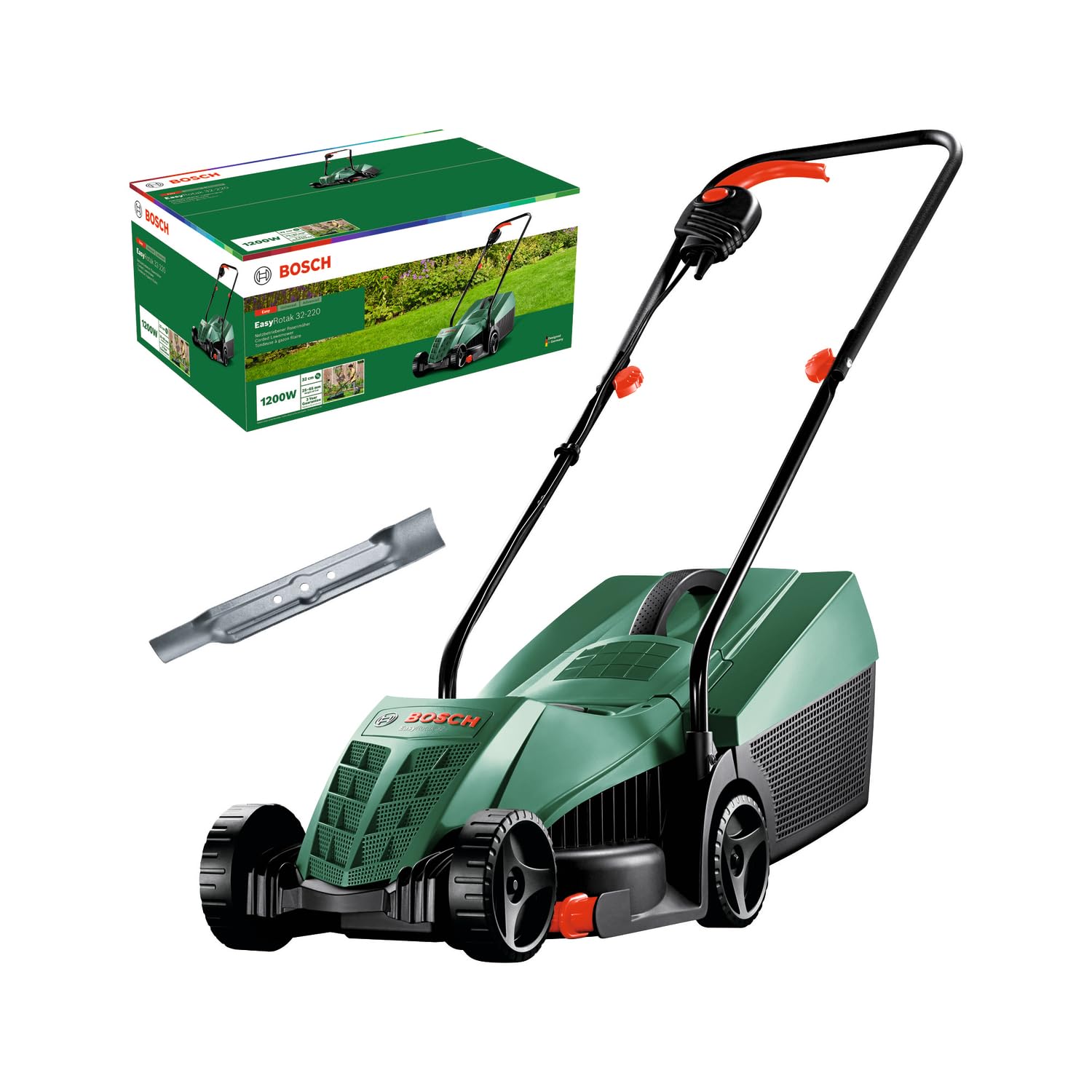 Bosch Corded Lawnmower EasyRotak 32-220 | Powerful 1200W motor & 32cm cut width;