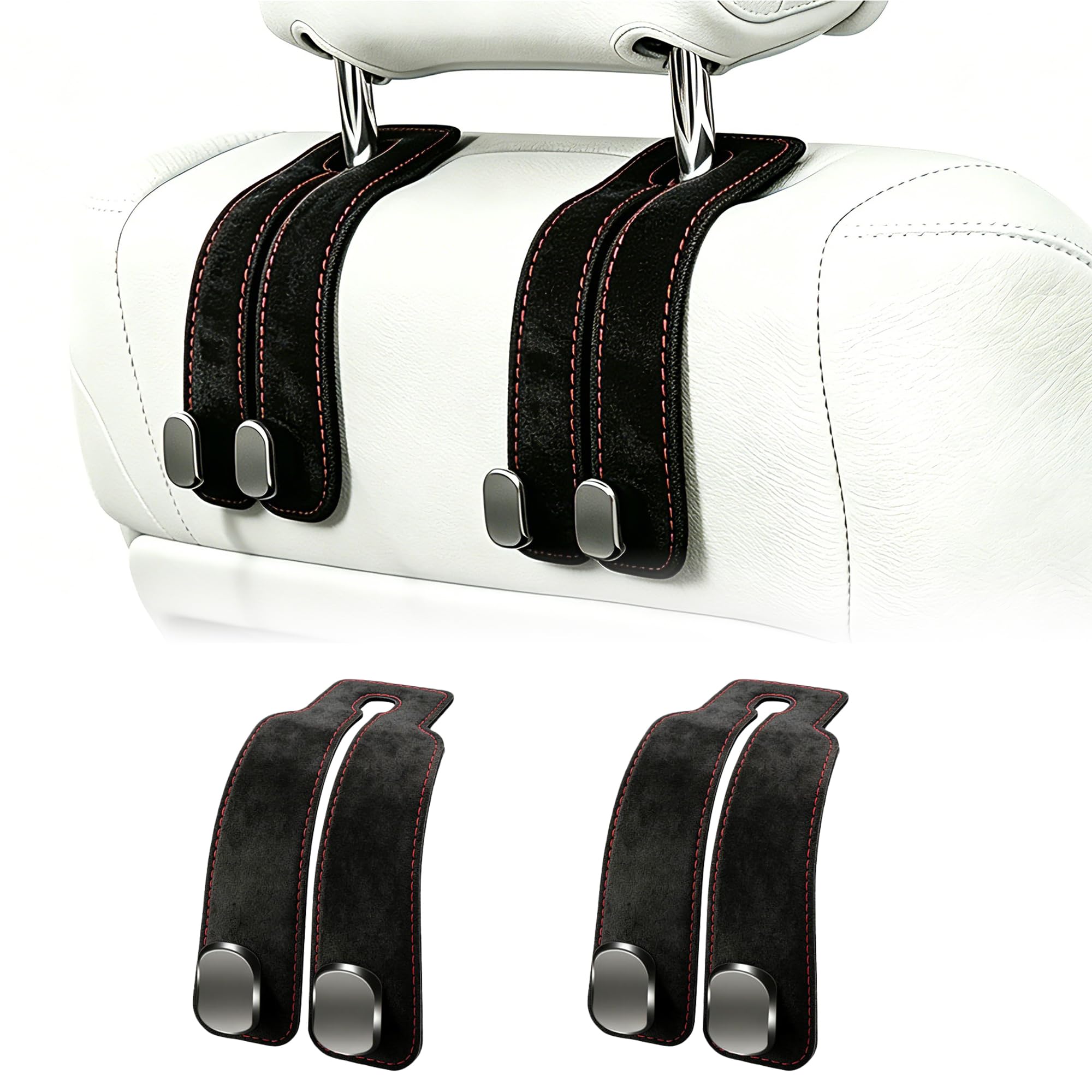Amelity Car Headrest Hooks, Purse Hook for Car 2 Pack Black | Universal Car Inte
