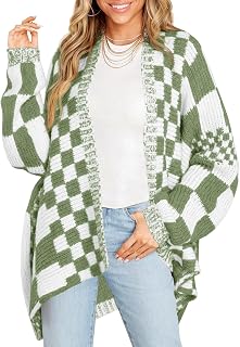 Saodimallsu Womens Checkered Cardigan Sweater
