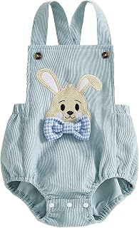 Newborn Baby Girl Boy Easter Romper Sleeveless Backless Cartoon Rabbit Button Bodysuit Jumpsuit Outfits