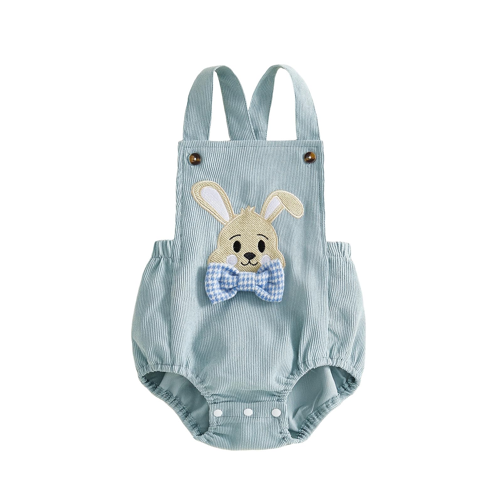 Newborn Baby Girl Boy Easter Romper Sleeveless Backless Cartoon Rabbit Button Bo