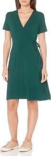 Amazon Essentials Womens Cap-Sleeve Faux-wrap Dress