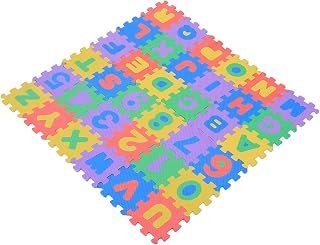 Jiawu 36-Piece EVA Foam Play Mat with Numbers and Letters | Soft Alphabet Floor Puzzle, Interlocking Tiles for Baby Crawling, Toddler Learning Toys