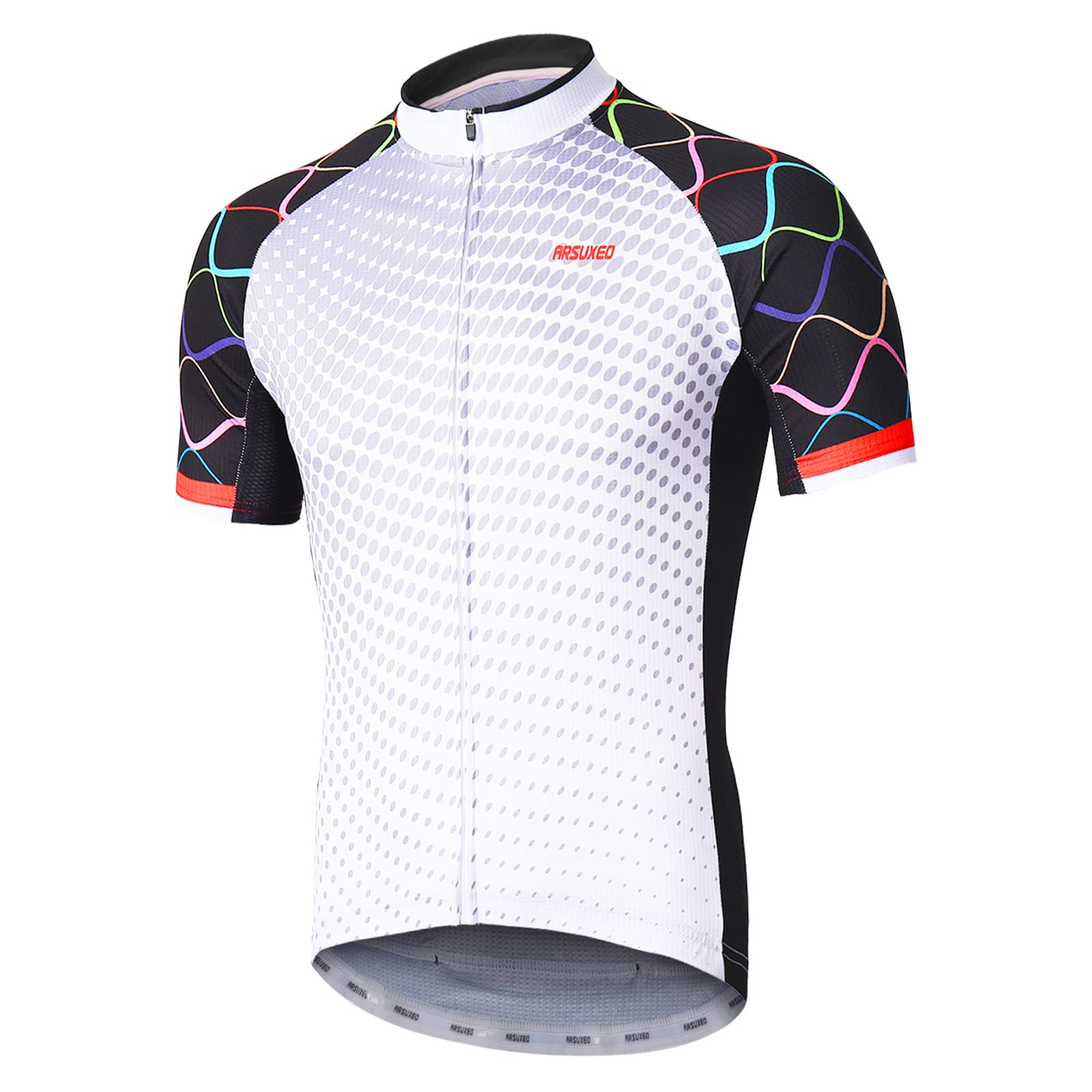 ARSUXEO ZY84 Men's Cycling Jersey Short Sleeve Bright MTB Jersey Breathable Bike