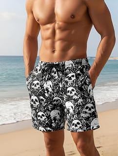Mens Vintage Floral Quick Dry Swim Trunks Beach Shorts with Mesh Lining